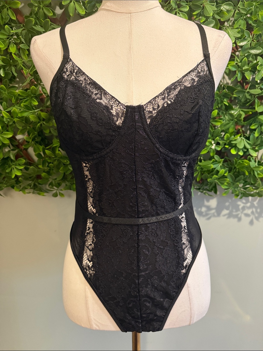 NWOT- Cheeky Black Lace Bodysuit